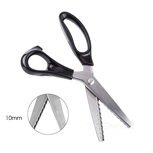 Xemz Pinking Shears, Professional Handle Comfort Grip Stainless Steel Dressmaking Scissors Sewing Arts Craft Cut Tool, Serrated and Scalloped Cutting Scissors, for Fabric Decoration Tailor (Scalloped 10mm) - Image 2