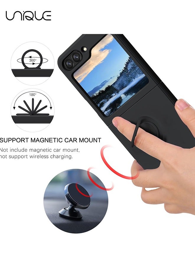 Unique For Samsung Galaxy Z Flip 5 Phone Case with Ring Stand Shockproof Full Body Protection Phone Case for Galaxy Z Flip 5 5G 6.7 Inch, Black - Image 5