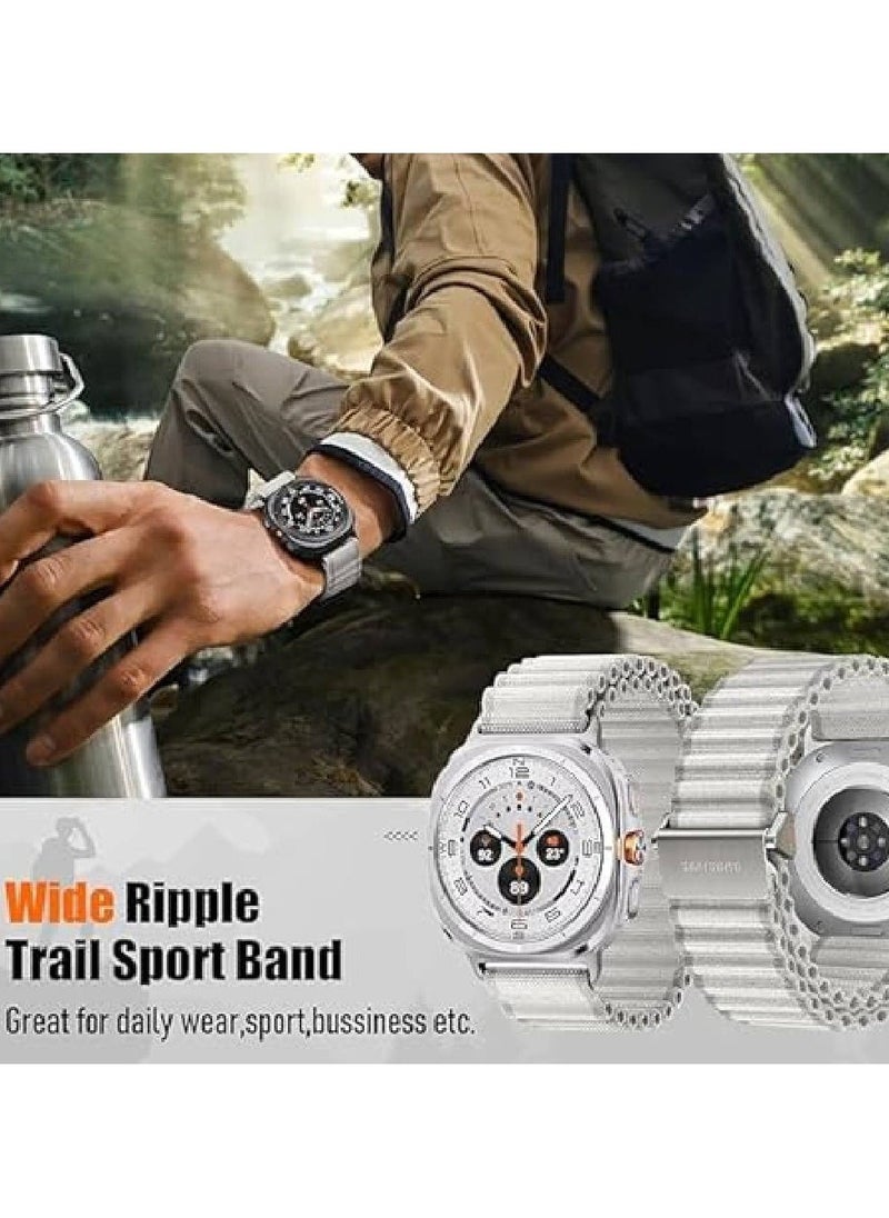 Tracker Band for Samsung Galaxy Watch Ultra 47mm - Lightweight Breathable Soft Nylon Sport Strap for Men & Women - White