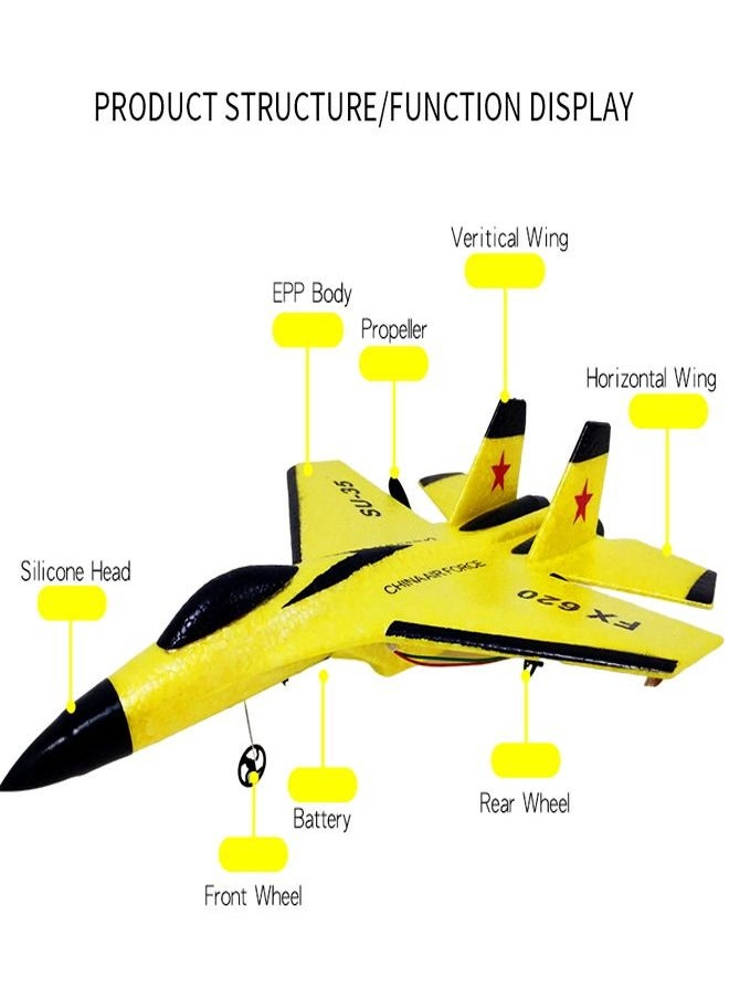 fashionhome - High Quality 2.4 GHz Remote Control Fighter Classic SU-35 Airplane Model Lightweight Fall-proof RC Aircraft Toy with Rechargeable Battery - Image 1
