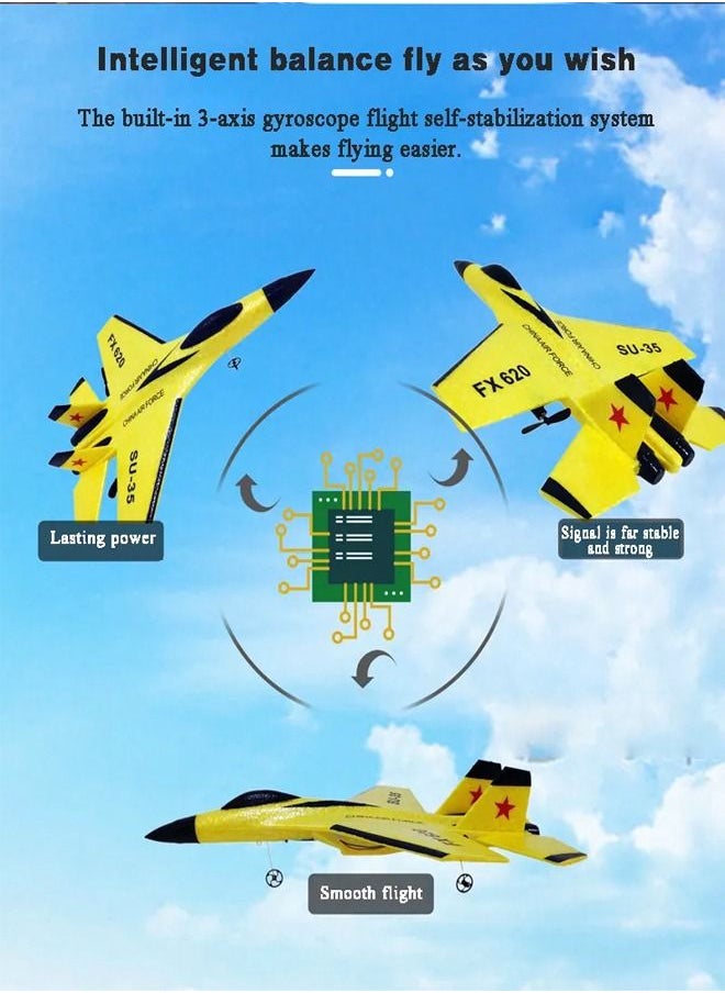 fashionhome - High Quality 2.4 GHz Remote Control Fighter Classic SU-35 Airplane Model Lightweight Fall-proof RC Aircraft Toy with Rechargeable Battery - Image 1