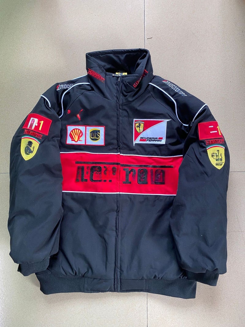 F1 Racing Suit, Full Style Embroidered Racing Suit, Preppy Style Retro Style Motorcycle Suit, Cycling Suit, Cotton Suit - Image 1