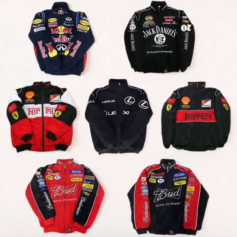 F1 Racing Suit, Full Style Embroidered Racing Suit, Preppy Style Retro Style Motorcycle Suit, Cycling Suit, Cotton Suit - Image 3