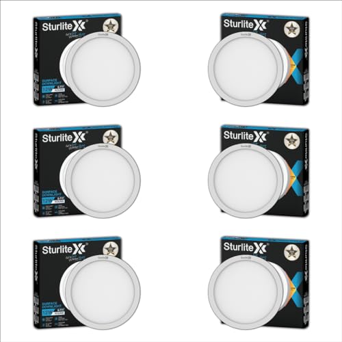 Sturlite S-FIT 12W Round LED Surface Light| 6500k Cool White Color Temperature| 960 Lumens with CRI Tech for Accurate Color Representation - (Pack of 6) - Image 1
