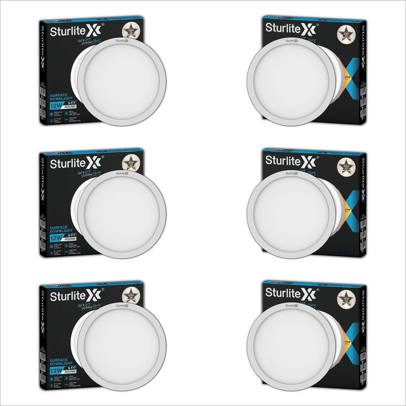 Sturlite S-FIT 12W Round LED Surface Light| 6500k Cool White Color Temperature| 960 Lumens with CRI Tech for Accurate Color Representation - (Pack of 6) - Image 3