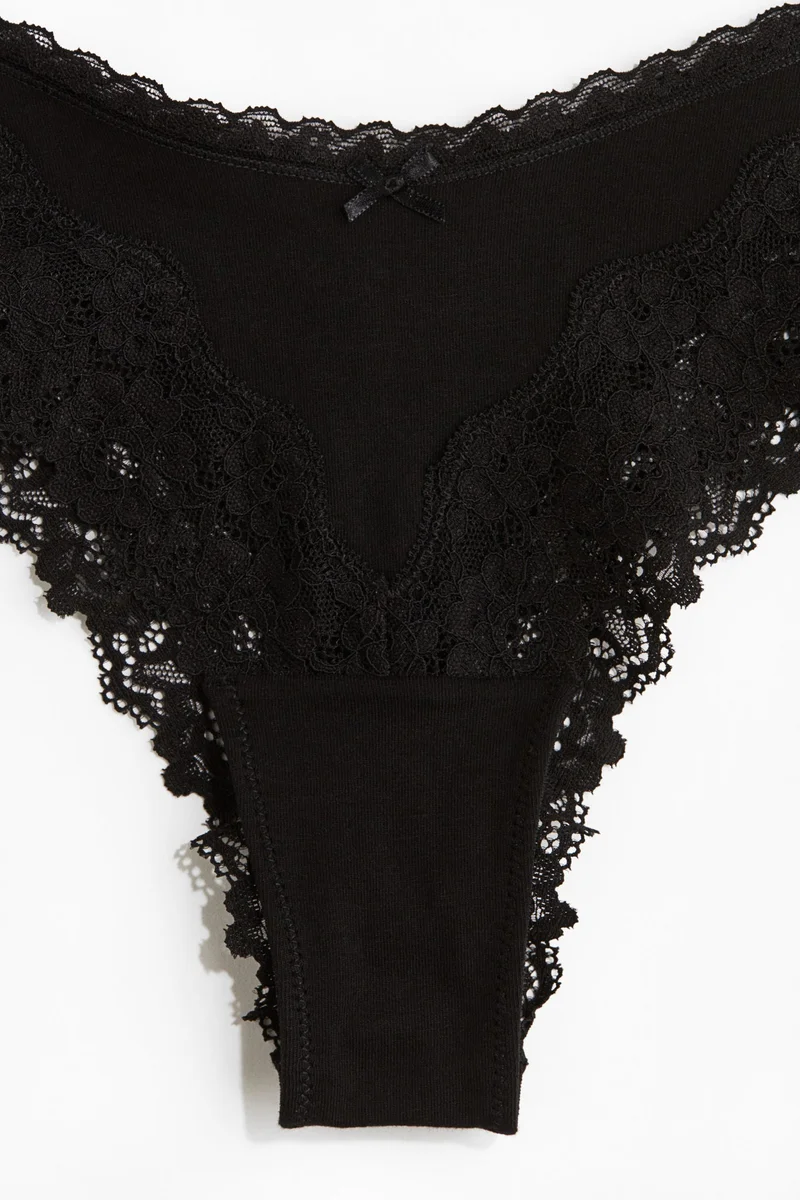 H&M 3-pack cotton and lace Brazilian briefs
