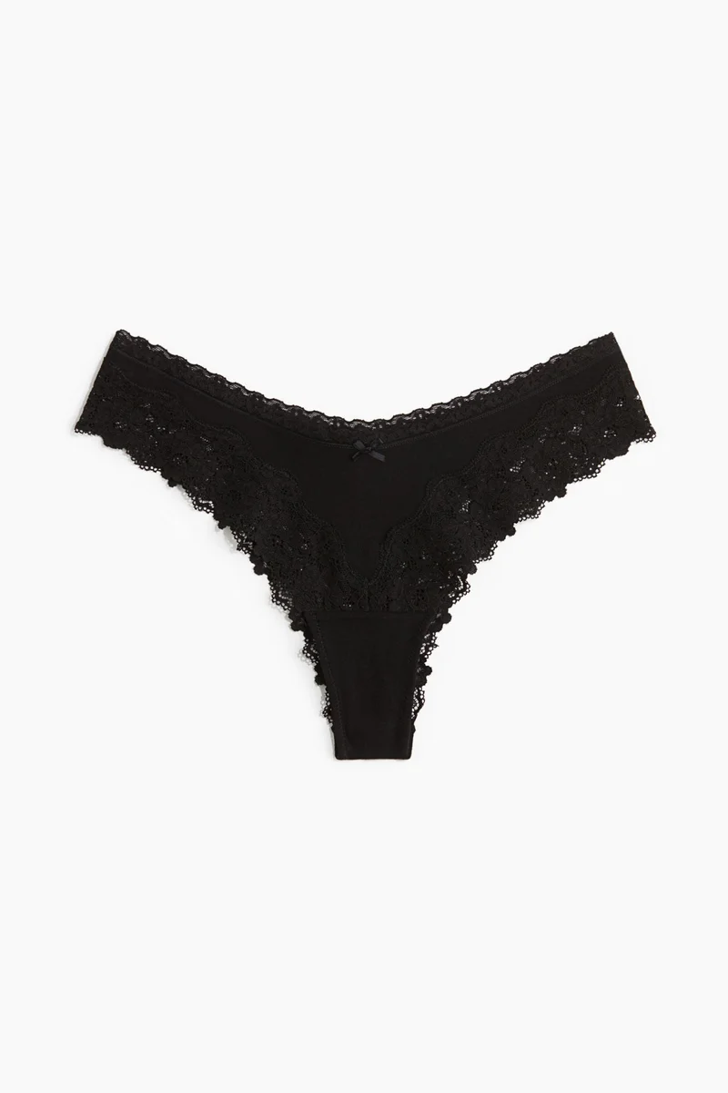 H&M 3-pack cotton and lace Brazilian briefs