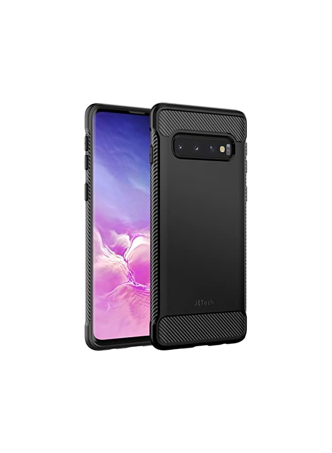 JETech Slim Fit Case for Samsung Galaxy S10, Thin Phone Cover with Shock-Absorption and Carbon Fiber Design (Black) - Image 1