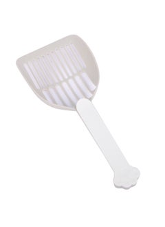 cat litter scoop, plastic cat litter pet shovel, durable pet poop scoop, with long and strong plastic white handle, litter cleaning Tool, stylish pet accessories, cat paw design- grey color