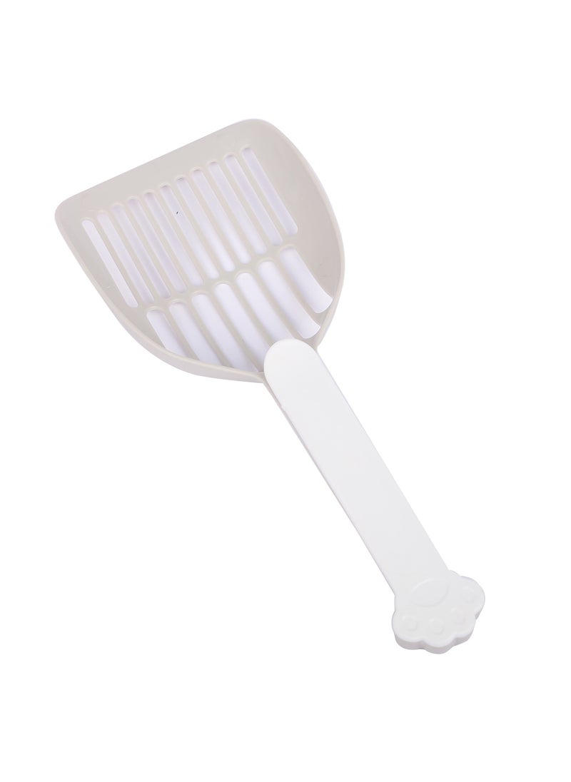 HAPPY PUSS - cat litter scoop, plastic cat litter pet shovel, durable pet poop scoop, with long and strong plastic white handle, litter cleaning Tool, stylish pet accessories, cat paw design- grey color - Image 1