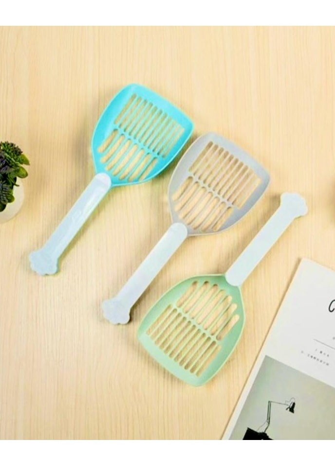 HAPPY PUSS - cat litter scoop, plastic cat litter pet shovel, durable pet poop scoop, with long and strong plastic white handle, litter cleaning Tool, stylish pet accessories, cat paw design- grey color - Image 1