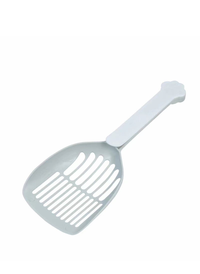 HAPPY PUSS - cat litter scoop, plastic cat litter pet shovel, durable pet poop scoop, with long and strong plastic white handle, litter cleaning Tool, stylish pet accessories, cat paw design- grey color - Image 1