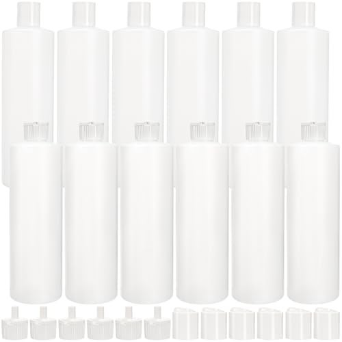 Bekith 12 Pack 16oz Plastic Squeeze Bottle with 24 Caps in 2 Styles, Refillable Plastic Bottles for Shampoo, Lotions, Liquid Body Wash, Sauce, BPA Free - Image 1