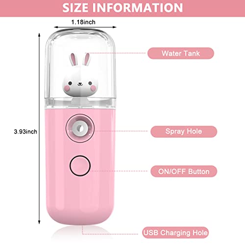 ELEPHANTBOAT® Pink Facial Nano 30ml Portable Mini Facial Nano Face Mist Spray Machine,Cartoon Bunny Design & USB Rechargeable for Facial Moisturizing and Skin Care - Image 5