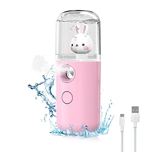 ELEPHANTBOAT® Pink Facial Nano 30ml Portable Mini Facial Nano Face Mist Spray Machine,Cartoon Bunny Design & USB Rechargeable for Facial Moisturizing and Skin Care - Image 1