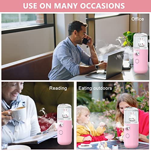 ELEPHANTBOAT® Pink Facial Nano 30ml Portable Mini Facial Nano Face Mist Spray Machine,Cartoon Bunny Design & USB Rechargeable for Facial Moisturizing and Skin Care - Image 4