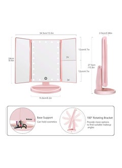 Cool Baby COOLBABY 3 Folds Lighted Makeup Vanity Mirror with 21 LED Lights Touch Screen,  180 Degree Rotation Portable Mirrors for Travel(Pink)  - Image 5