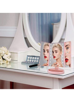 Cool Baby COOLBABY 3 Folds Lighted Makeup Vanity Mirror with 21 LED Lights Touch Screen,  180 Degree Rotation Portable Mirrors for Travel(Pink)  - Image 3