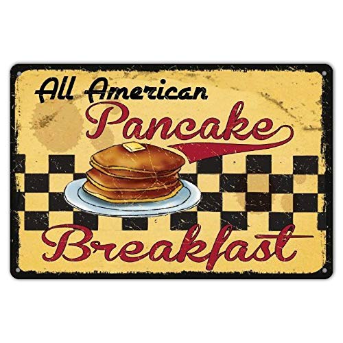 Ylens Pancake Breakfast Retro Vintage Kitchen Signs Wall Decor Metal Tin Sign 8x12 Inches - Image 1