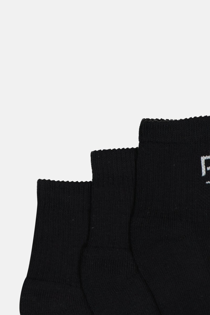 Reebok Men 3 Pair Brand Logo Ankle Socks, Black - Image 2