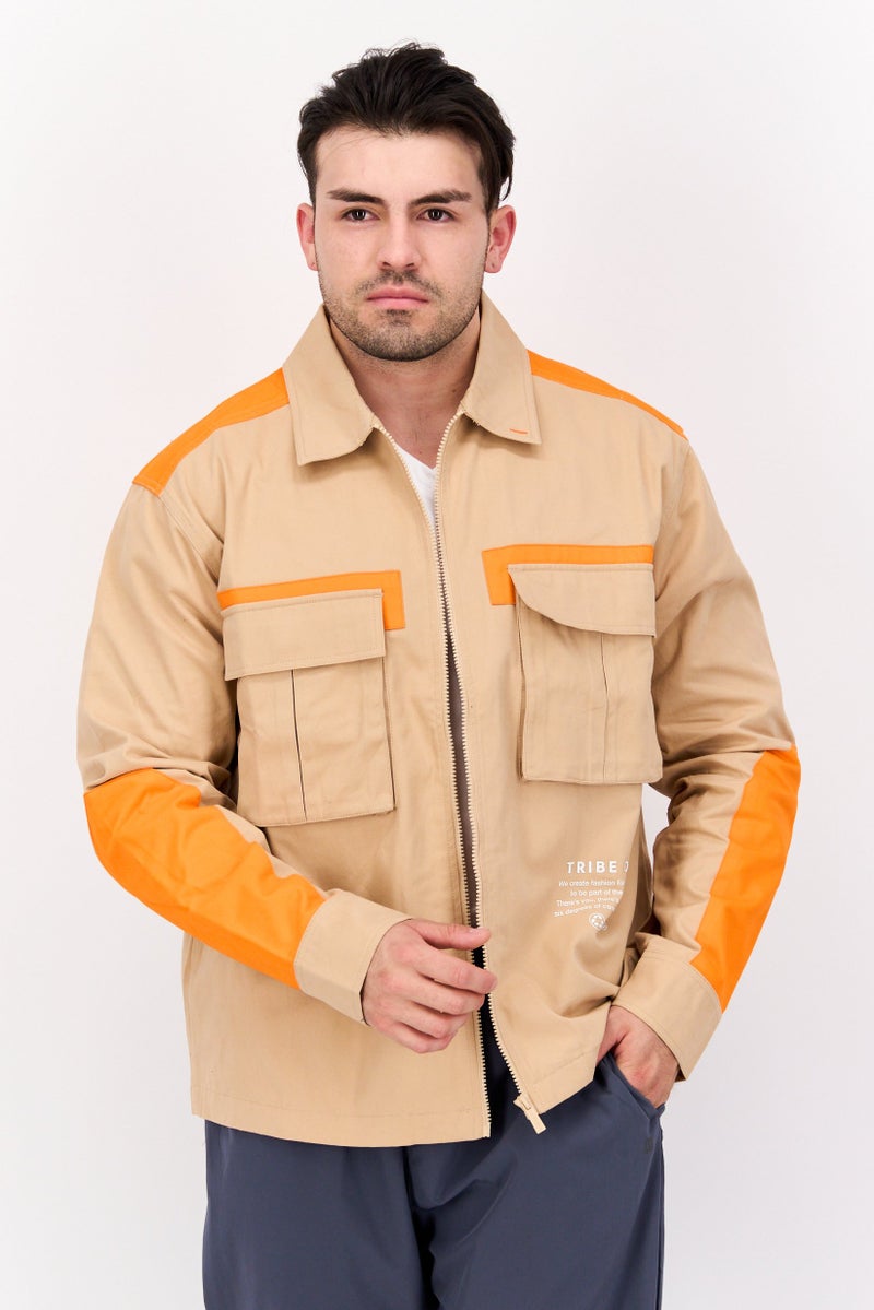 TRIBE OF 6 Men Sportswear Fit Long Sleeves Outdoor Jacket, Brown - Image 1