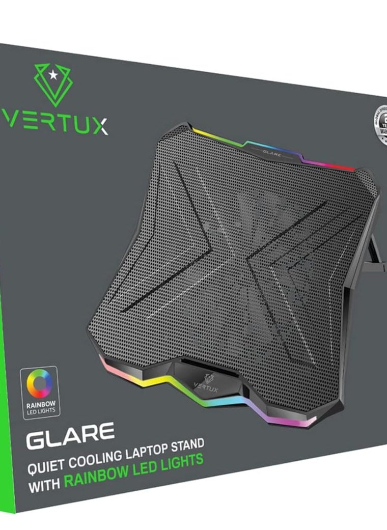 VERTUX Glare Quiet Cooling Laptop Stand With Rainbow LED Lights  - Image 3