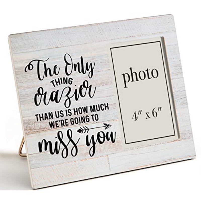 Coworker Leaving Gift Wooden Picture Frame, We Will Miss You Wood Photo Frame Gifts Idea for Neighbor Moving Colleague Going Away, Tabletop and Wall Mounting, 4x6 Photo - Image 1