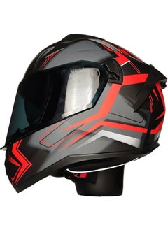 MTS M-801-SNAKE Twılıght Sun Visor Helmet (Matte Black-Red)  - Image 1