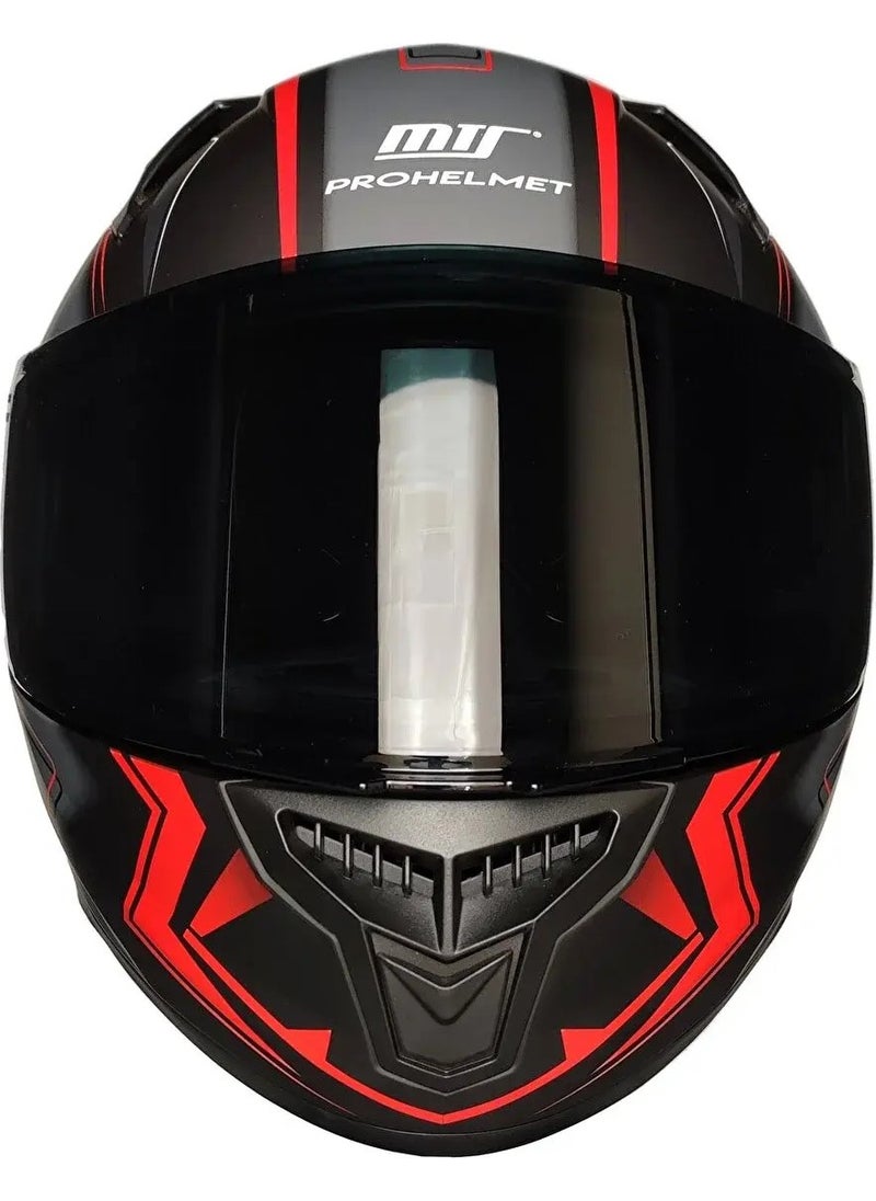 MTS - M-801-SNAKE Twılıght Sun Visor Helmet (Matte Black-Red) - Image 1