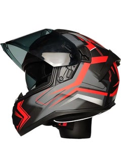 MTS M-801-SNAKE Twılıght Sun Visor Helmet (Matte Black-Red)  - Image 3