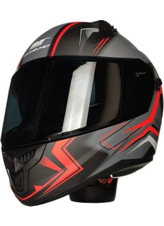 MTS M-801-SNAKE Twılıght Sun Visor Helmet (Matte Black-Red)  - Image 2