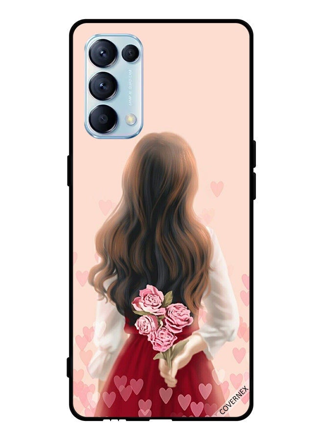 Covernex Protective Case Cover For Oppo Reno5 Pro 5G Girl Hiding Flowers - Image 1