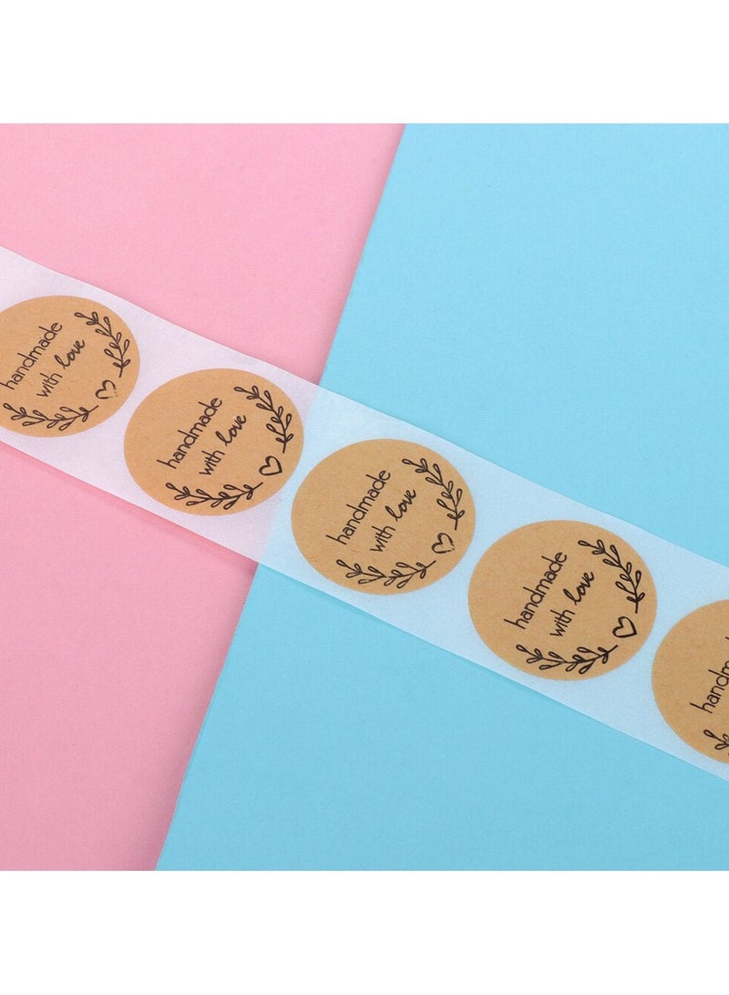 Wownect Brown Kraft Paper Labels Stickers [1 Inch, 500 Pcs] Handmade With Love + 100m 2mm Jute Twine – Rustic Gift Wrap, Baking, Envelopes, Party & DIY (Pack of 2) - Image 2