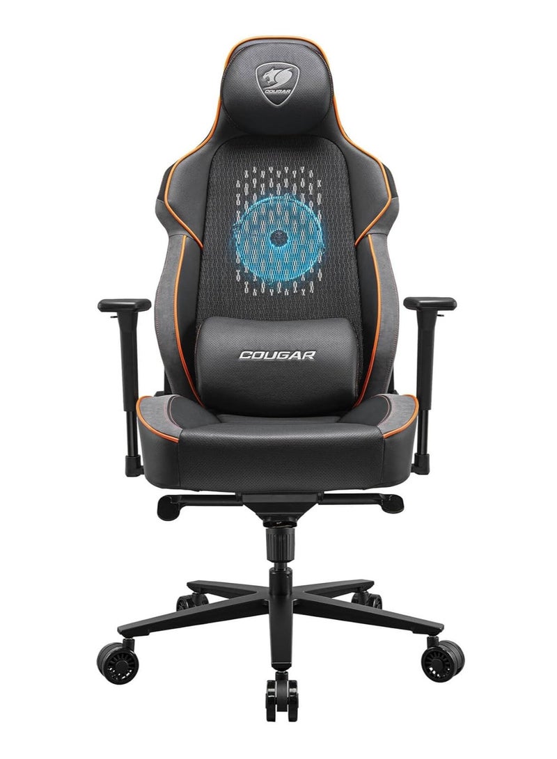 Cougar Gaming Chair Nxsys Aero, 150º Reclining, 160kg Weight Capacity, Integrated 200mm ARGB Fan, Magnetic head cushion and lumbar pillow with Adjustable 3D Armrest- Orange 3MARPORB.0001 - Image 1