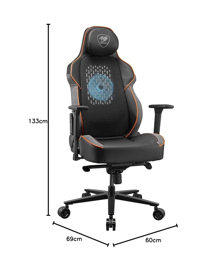 Cougar Gaming Chair Nxsys Aero, 150º Reclining, 160kg Weight Capacity, Integrated 200mm ARGB Fan, Magnetic head cushion and lumbar pillow with Adjustable 3D Armrest- Orange 3MARPORB.0001 - Image 2
