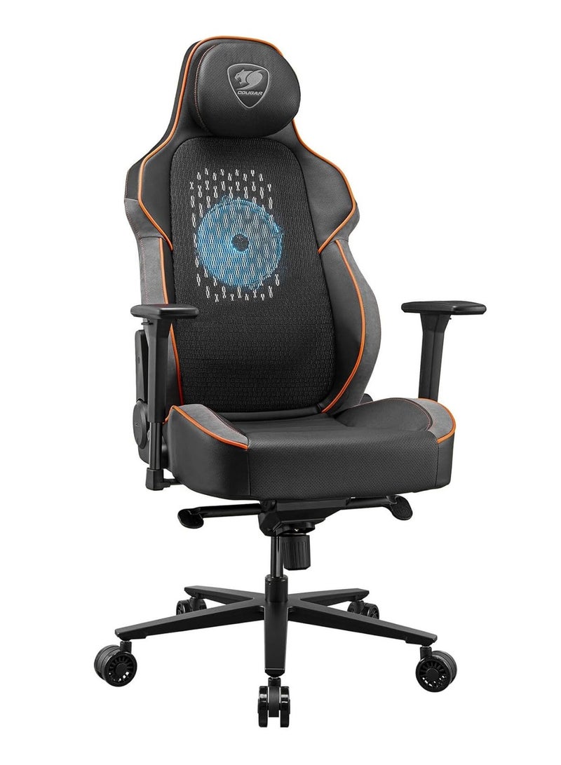 Cougar Gaming Chair Nxsys Aero, 150º Reclining, 160kg Weight Capacity, Integrated 200mm ARGB Fan, Magnetic head cushion and lumbar pillow with Adjustable 3D Armrest- Orange 3MARPORB.0001 - Image 3