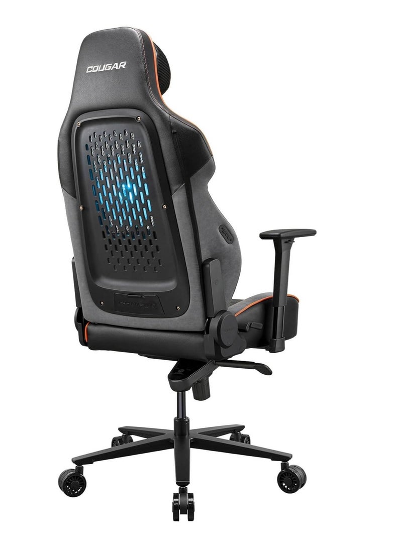 Cougar Gaming Chair Nxsys Aero, 150º Reclining, 160kg Weight Capacity, Integrated 200mm ARGB Fan, Magnetic head cushion and lumbar pillow with Adjustable 3D Armrest- Orange 3MARPORB.0001 - Image 4