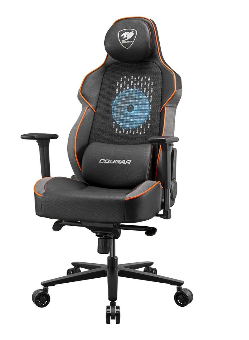 Cougar Gaming Chair Nxsys Aero, 150º Reclining, 160kg Weight Capacity, Integrated 200mm ARGB Fan, Magnetic head cushion and lumbar pillow with Adjustable 3D Armrest- Orange 3MARPORB.0001 - Image 5