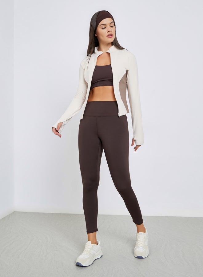 Styli Active Color Block Thumbhole Detail Zip Up Jacket - Image 2