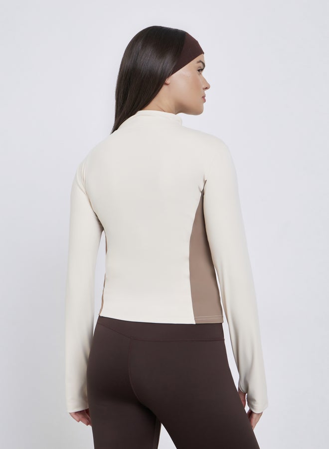 Styli Active Color Block Thumbhole Detail Zip Up Jacket - Image 4