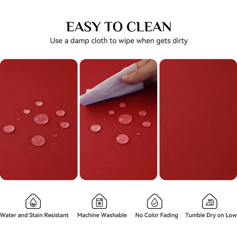 Softalker Round Tablecloth, Waterproof & Stain Resistant Table Cloth Wrinkle Free Fabric Washable 210Gsm Polyester Table Cover For Dining/Party/Outdoor - 60 Inch,Red - Image 3