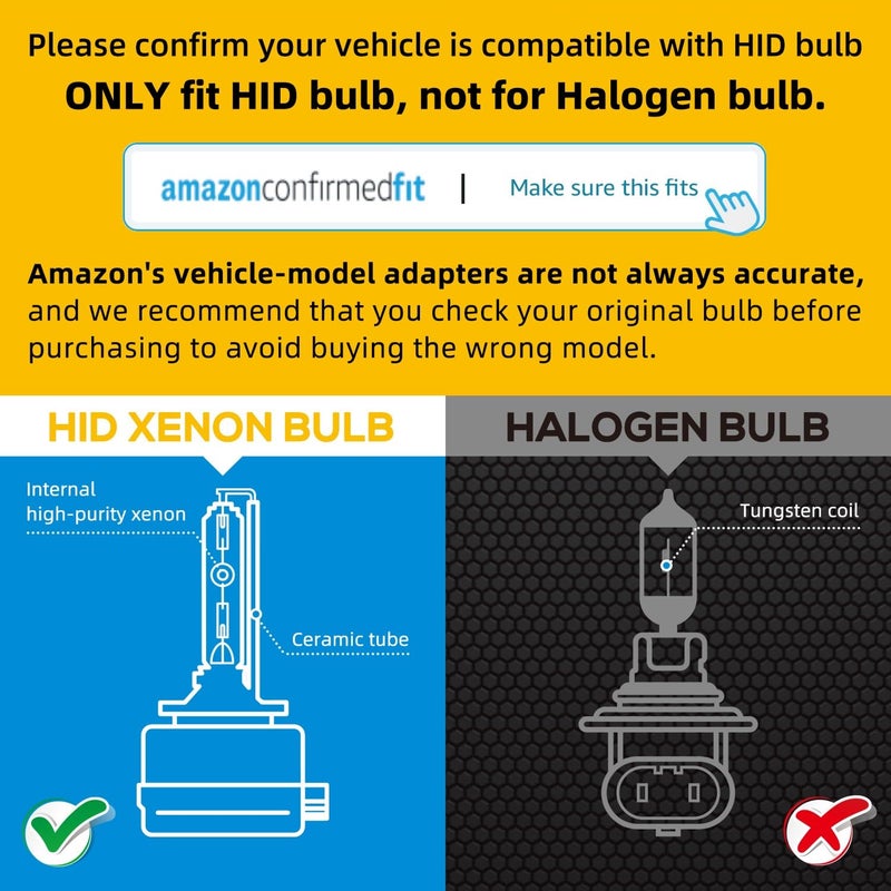 Sinoparcel D3S Xenon HID Headlight Bulbs - 8000K 35W High Low Beam 66340 42403 42302 Replacement Lights - Pack of 2 - Image 2