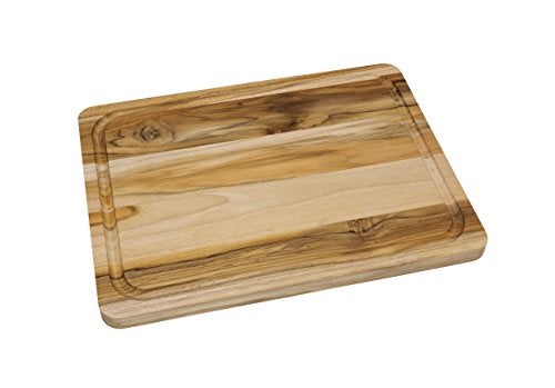 Lipper International Teak Wood Edge Grain Kitchen Cutting and Serving Board, Large, 16" x 12" x 3/4" - Image 1