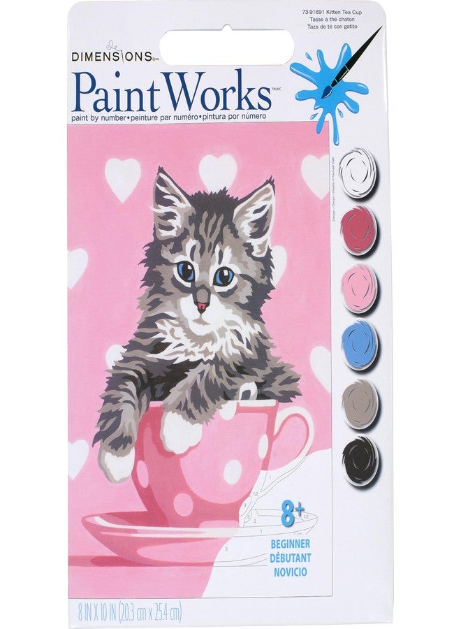 دايمنشونز مجموعة رسم بالأرقام للمبتدئين من PaintWorks على شكل كوب شاي صغير، ٨ × ١٠ بوصات، متعددة الألوان، ٨ قطع - Image 1