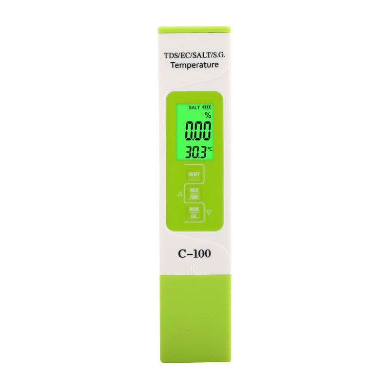 C-100 5 in 1 Salinity TDS EC Seawater Tester Multifunction Water Quality Tester with Backlight - Image 4