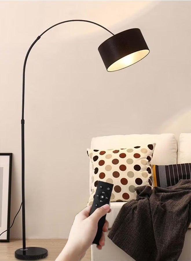 Cady One Tall Lampshade and LED Floor Lamp for Living Room with Adjustable Hanging Cylinder Shade with Remote Control, Reading Light for Bedroom or Office Black 12W 185 x 38cm - Image 2