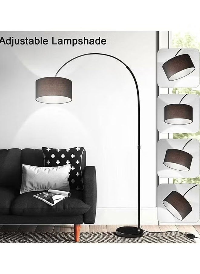Cady One - Tall Lampshade and LED Floor Lamp for Living Room with Adjustable Hanging Cylinder Shade with Remote Control, Reading Light for Bedroom or Office Black 12W 185 x 38cm - Image 1