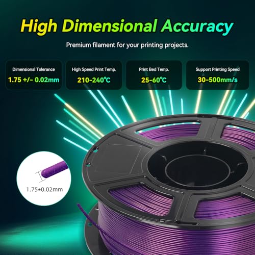 FLASHFORGE Xmas Series Rapid PLA Filament Aurora Purple, High Flow Speedy 3D Printer Filament Max 500mm/s High-Speed Printing, Radiated Unparalleled Brilliance, Twinkling and Ultra-Smooth Finish - Image 5