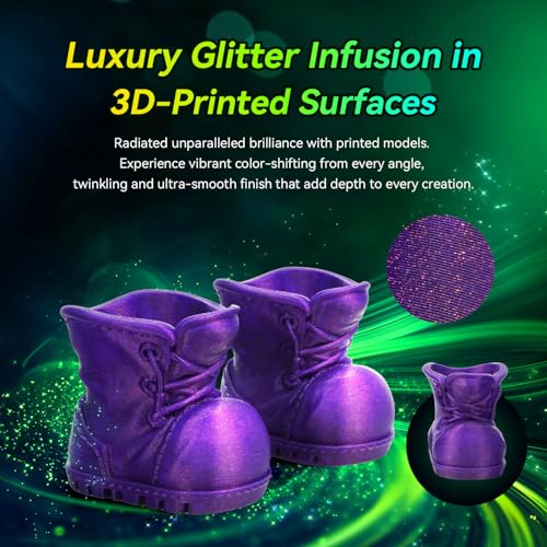 FLASHFORGE Xmas Series Rapid PLA Filament Aurora Purple, High Flow Speedy 3D Printer Filament Max 500mm/s High-Speed Printing, Radiated Unparalleled Brilliance, Twinkling and Ultra-Smooth Finish - Image 4