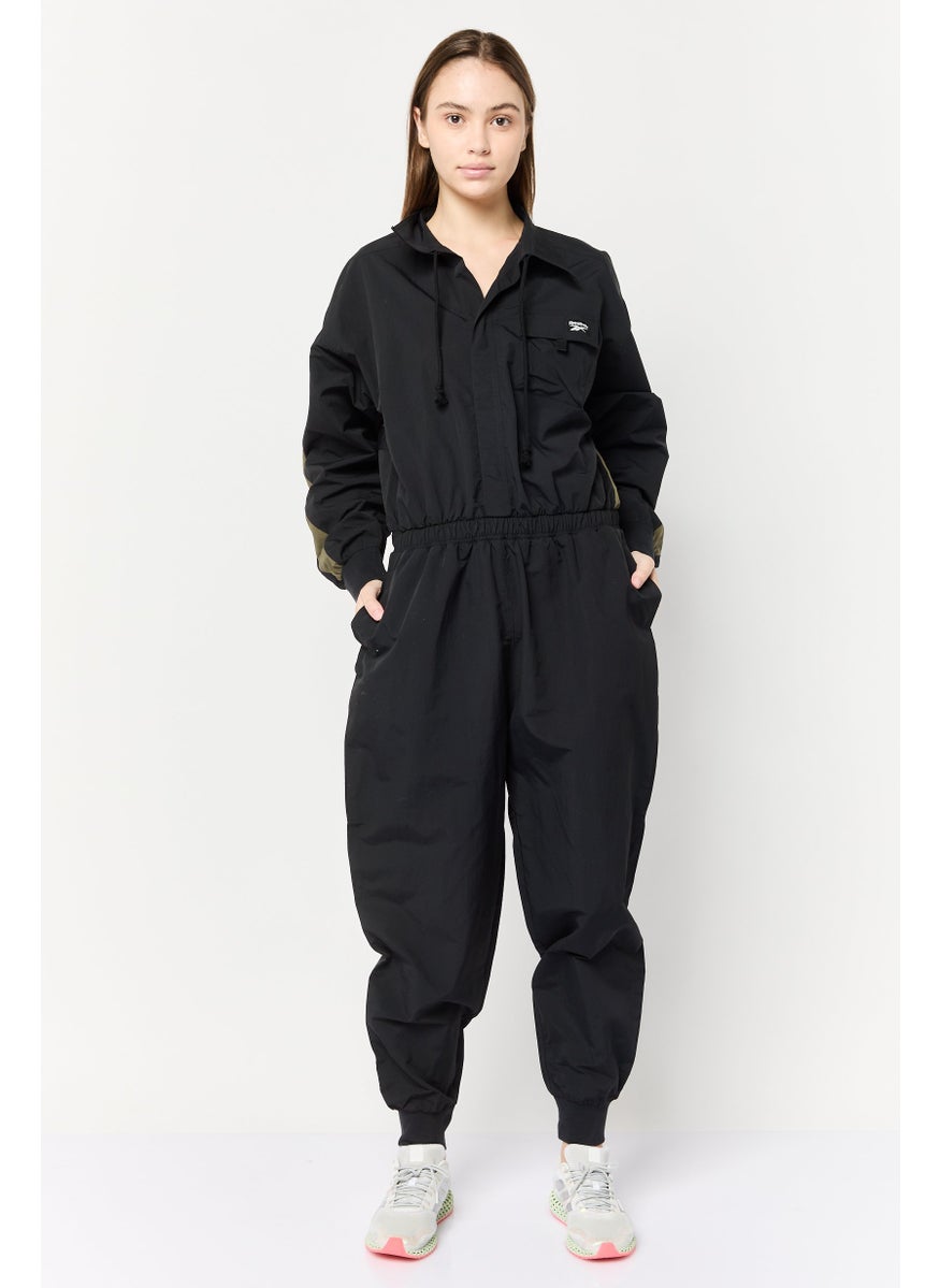 Reebok Women Sportswear Fit Long Sleeves Outdoor Jumpsuit, Black  - Image 1